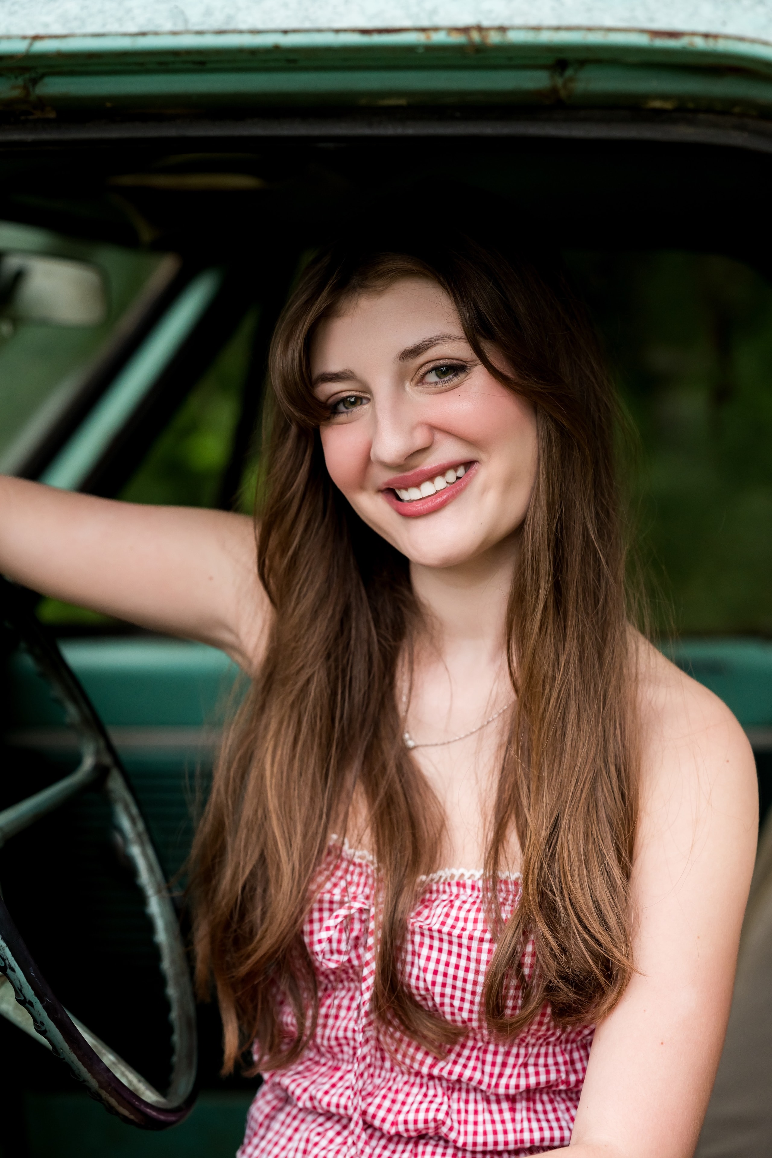 Savannah Lynn — portrait in vintage green car