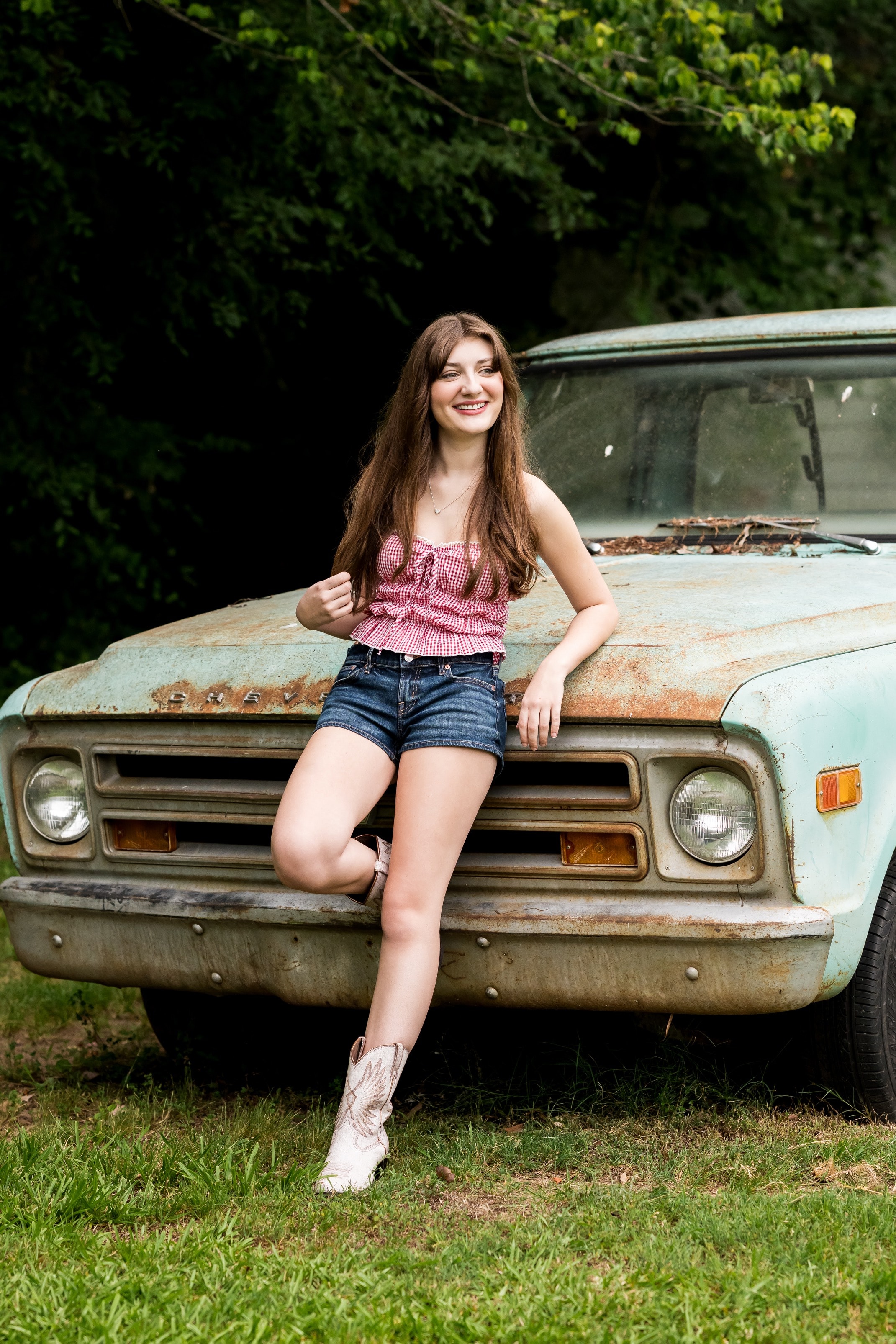 Savannah Lynn — posed against vintage Chevy truck